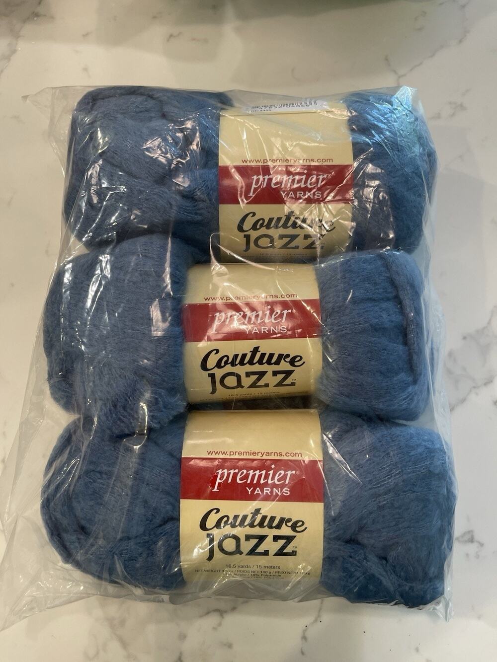 3 Skeins RETIRED Premier Yarns Couture Jazz Knitting Yarn Jumbo DENIM